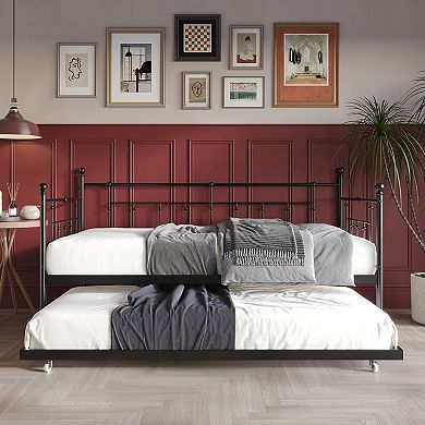 Simple Twin Size Metal Daybed With Trundle