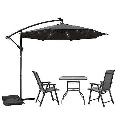 LeisureMod Willry Outdoor 10 Ft Cantilever Hanging Patio Umbrella With Solar Power LED