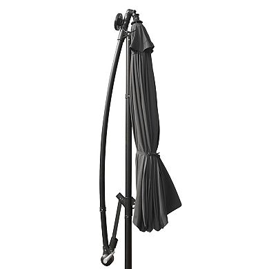 LeisureMod Willry Outdoor 10 Ft Cantilever Hanging Patio Umbrella With Solar Power LED
