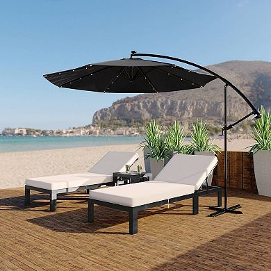LeisureMod Willry Outdoor 10 Ft Cantilever Hanging Patio Umbrella With Solar Power LED
