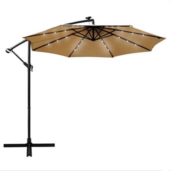 LeisureMod Willry 10 Ft Offset Hanging Umbrella With Solar LED