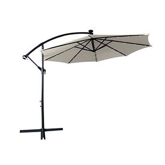 LeisureMod Willry Outdoor 10 Ft Cantilever Hanging Patio Umbrella With Solar Power LED