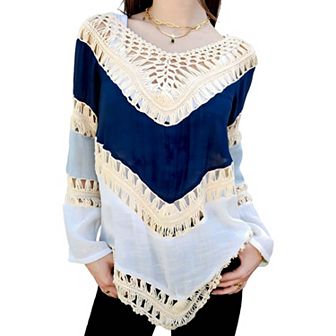 Women's V Neck Crochet Summer Coverups