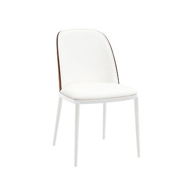 Leisuremod Tule 7-piece Dining Set In White Steel With 6 Upholstered Seat Chairs And 71" Oval Table