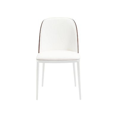 Leisuremod Tule 7-piece Dining Set In White Steel With 6 Upholstered Seat Chairs And 71" Oval Table