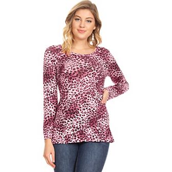 Women's Leopard Print Long-Sleeve T-Shirt