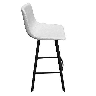 Leisuremod Elland Modern Upholstered Leather Bar Stool With Iron Legs & Footrest