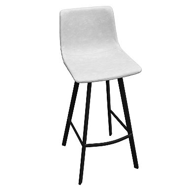 Leisuremod Elland Modern Upholstered Leather Bar Stool With Iron Legs & Footrest