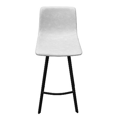 Leisuremod Elland Modern Upholstered Leather Bar Stool With Iron Legs & Footrest