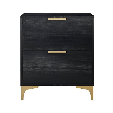 Elegance Twin Size Upholstered Bed With 2 Nightstands In Black Velvet