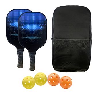 Ztech Pickleball Set, 2 Paddles With 4 Pickleballs And Drawstring Bag, Black
