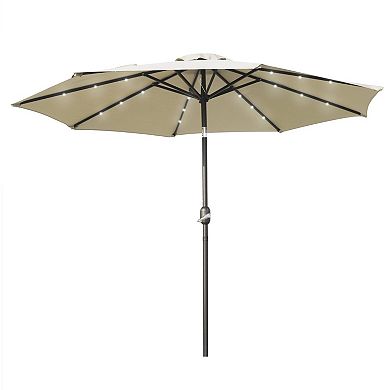 Leisuremod Sierra 9' Outdoor Patio Tilt Market Umbrella With Solar Led Lights