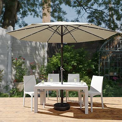 Leisuremod Sierra 9' Outdoor Patio Tilt Market Umbrella With Solar Led Lights