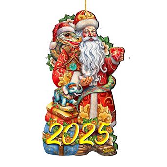 2025 Special: Santa With The Snake Wooden Christmas Ornaments By G. Debrekht