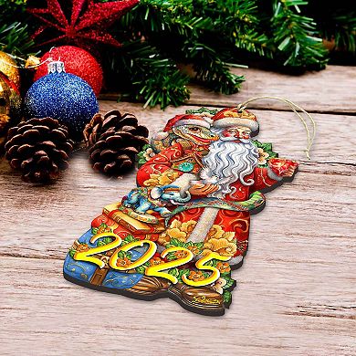 2025 Special: Santa With The Snake Wooden Christmas Ornaments By G. Debrekht
