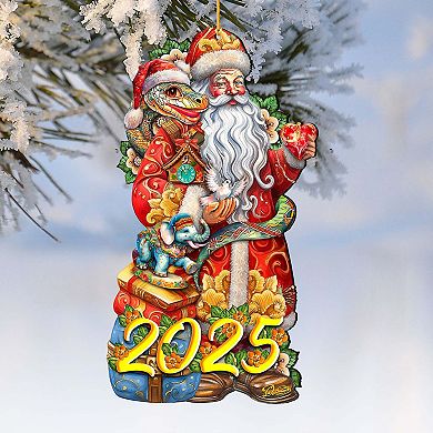 2025 Special: Santa With The Snake Wooden Christmas Ornaments By G. Debrekht