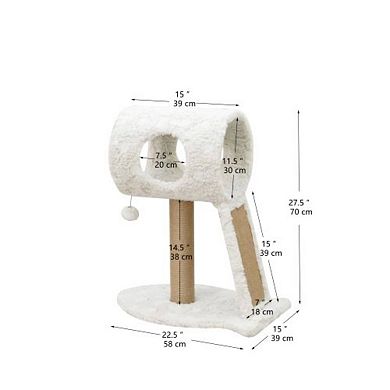 Petpals Minimalistic Fished Shaped Cat Perch - 28"h, 2 Level, Medium, Space Needle