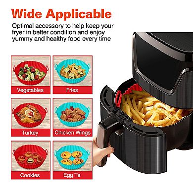3-Piece Reusable Silicone Air Fryer Pots 464°F Heat Resistant for 4+ Quart