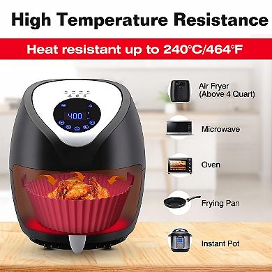 3-Piece Reusable Silicone Air Fryer Pots 464°F Heat Resistant for 4+ Quart