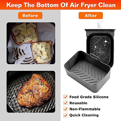 3-Piece Reusable Silicone Air Fryer Pots 464°F Heat Resistant for 4+ Quart