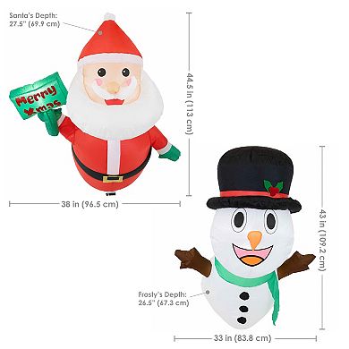 Sunnydaze Santa and Frosty Window Christmas Inflatable with LED Lights