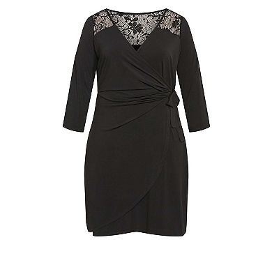 Avenue Women's Plus Size Deanna Wrap Lace Dress