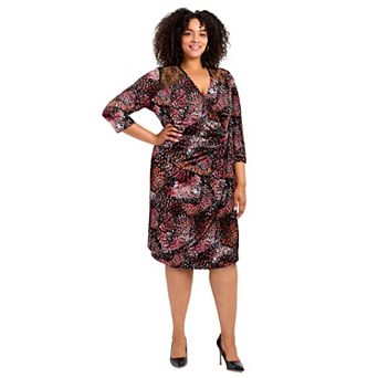 Avenue Women's Plus Size Deanna Wrap Lace Dress