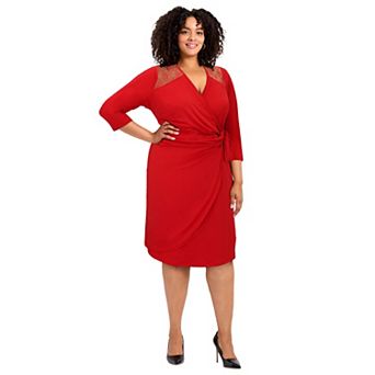 Avenue Women's Plus Size Deanna Wrap Lace Dress