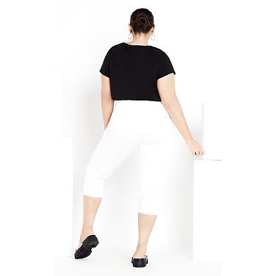 Avenue Women's Plus Size Butter Denim Pull On Crop Jean