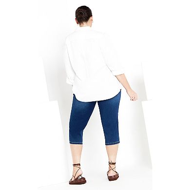 Avenue Women's Plus Size Butter Denim Pull On Crop Jean