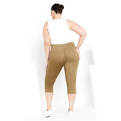 Avenue Women's Plus Size Butter Denim Pull On Crop Jean