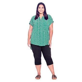 Avenue Women's Plus Size Butter Denim Pull On Crop Jean