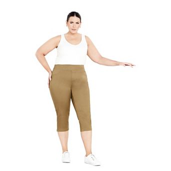 Avenue Women's Plus Size Butter Denim Pull On Crop Jean