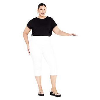 Avenue Women's Plus Size Butter Denim Pull On Crop Jean