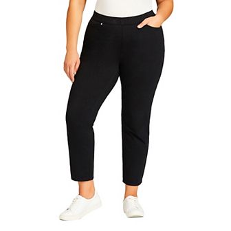 Avenue Women's Plus Size Tapered Knit Pull On Jean