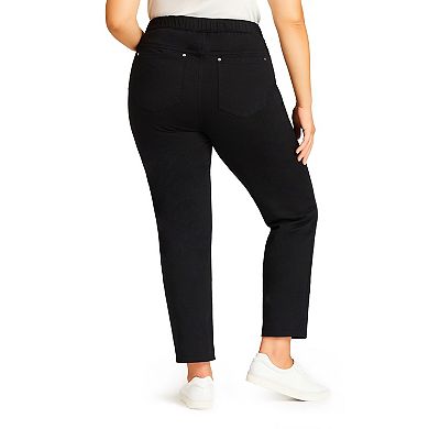 Avenue Women's Plus Size Tapered Knit Pull On Jean