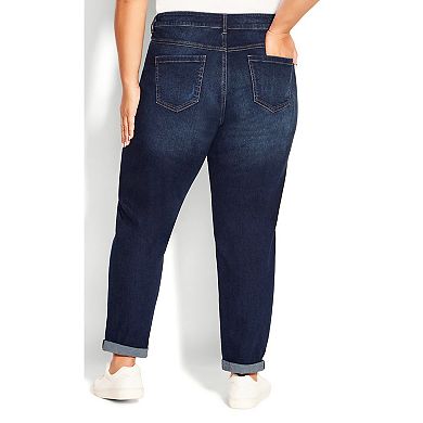 Avenue Women's Plus Size Girlfriend Rip Jean