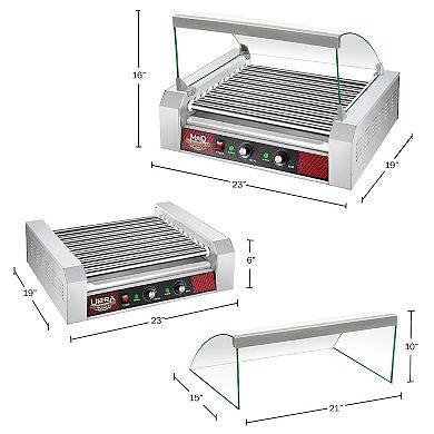 11-roller Hot Dog Machine With Tempered Glass Cover