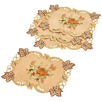 BrylaneHome Set Of 4 Embroidered Cut-Out Placemats