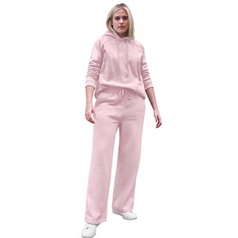 ellos Plus Size Wide Leg Fleece Sweatpant With Drawstring Waist
