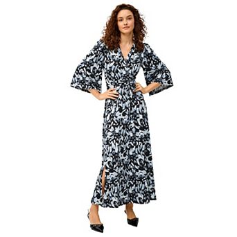 ellos Women's Plus Size Knit Surplice Tie-Waist Maxi Dress