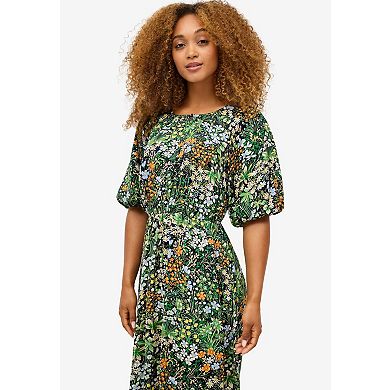 Ellos Plus Size Satin Keyhole Empire Midi Dress
