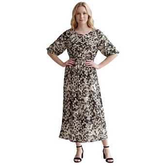 Ellos Plus Size Satin Keyhole Empire Midi Dress