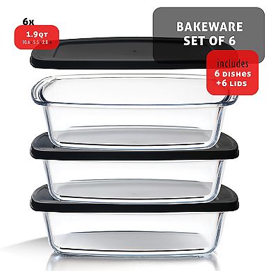 Eatex 6 PC Glass Bread Pans For Baking