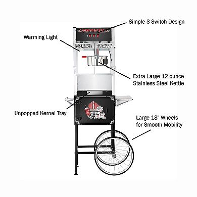 Top Star 12oz Popcorn Machine with Cart by Great Northern Popcorn