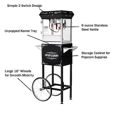 Foundation 6oz Popcorn Machine with Cart by Great Northern Popcorn