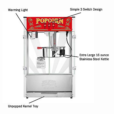 Midway Marvel 16oz Countertop Popcorn Machine By Great Northern Popcorn