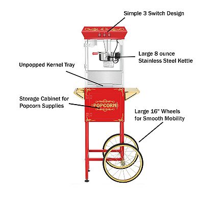 Movie Night Popcorn Machine with Cart by Great Northern Popcorn