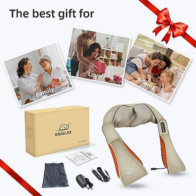 Snailax Upgraded Shiatsu Neck and Shoulder Massager with Heat, Back Electric Massage Pillow