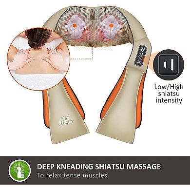 Snailax Upgraded Shiatsu Neck and Shoulder Massager with Heat, Back Electric Massage Pillow